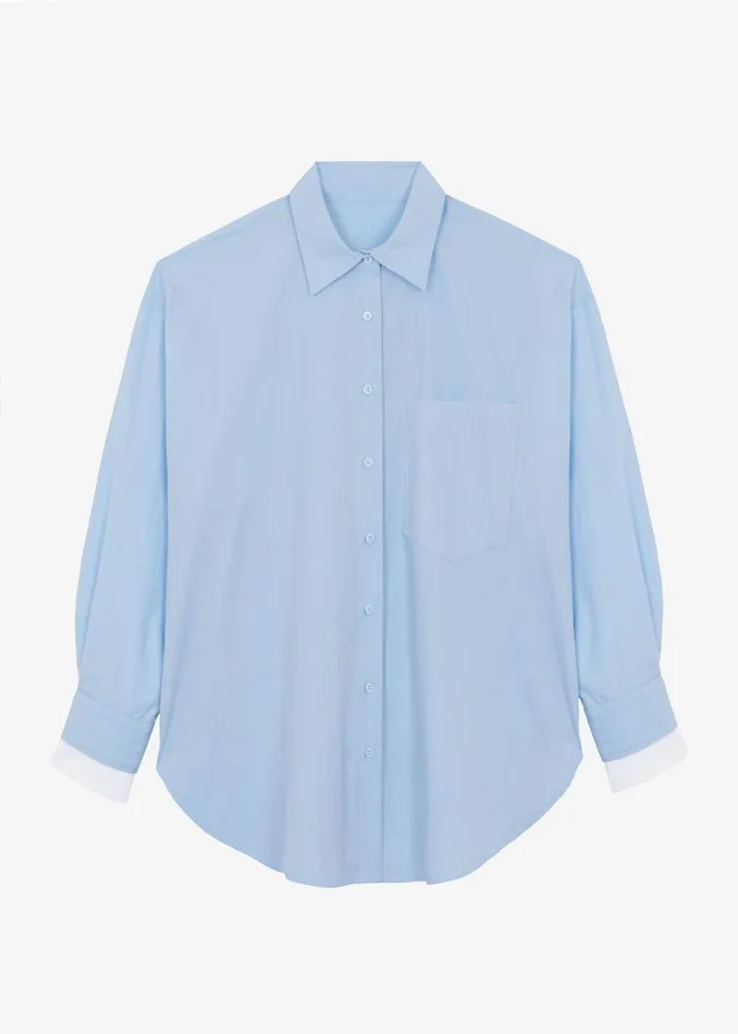 The Frankie Shop Tops Jacqueline Button Up Shirt 8211 Sky 8211 Women