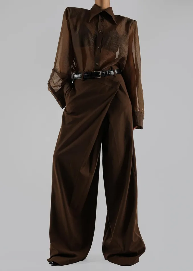 The Frankie Shop Tops Jolene Semi Sheer Shirt 8211 Brown 8211 Women