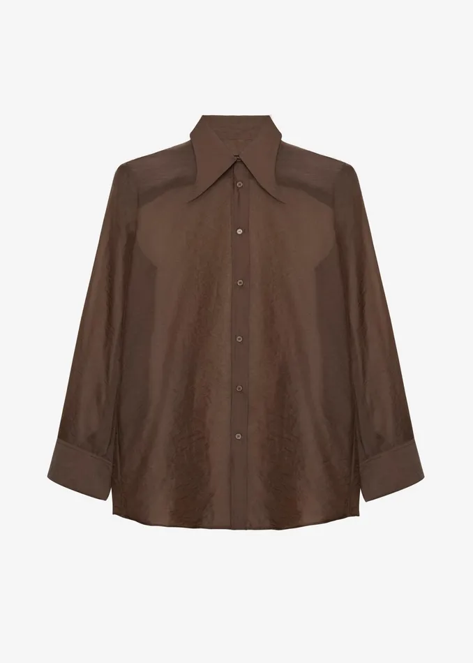 The Frankie Shop Tops Jolene Semi Sheer Shirt 8211 Brown 8211 Women