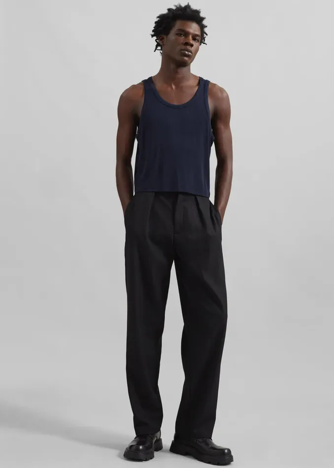 The Frankie Shop Tops Louis Gabriel Nouchi Fluid Ribbed Tank Top 8211 Night Blue 8211 Men
