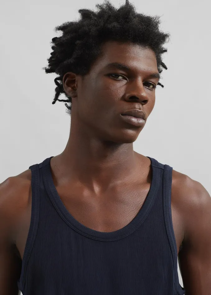The Frankie Shop Tops Louis Gabriel Nouchi Fluid Ribbed Tank Top 8211 Night Blue 8211 Men