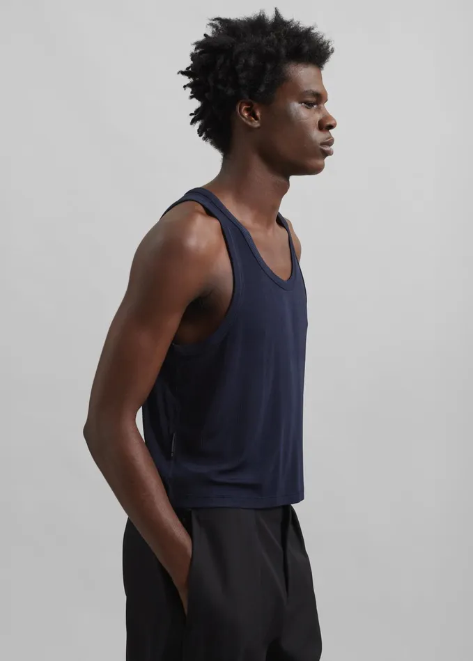 The Frankie Shop Tops Louis Gabriel Nouchi Fluid Ribbed Tank Top 8211 Night Blue 8211 Men