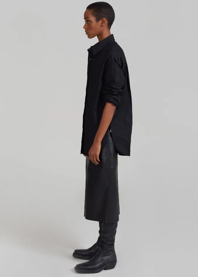 The Frankie Shop Tops Lui Organic Cotton Shirt 8211 Black 8211 Women