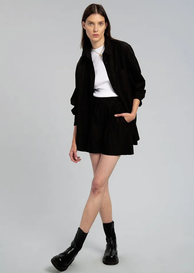 The Frankie Shop Tops Lui Organic Cotton Shirt 8211 Black 8211 Women
