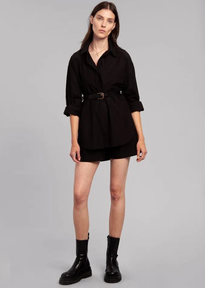 The Frankie Shop Tops Lui Organic Cotton Shirt 8211 Black 8211 Women