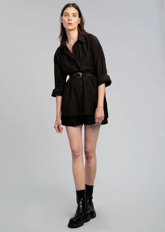 The Frankie Shop Tops Lui Organic Cotton Shirt 8211 Black 8211 Women