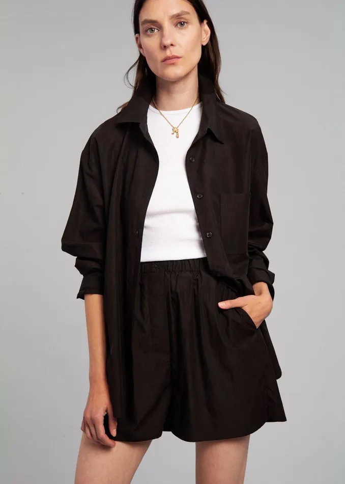 The Frankie Shop Tops Lui Organic Cotton Shirt 8211 Black 8211 Women