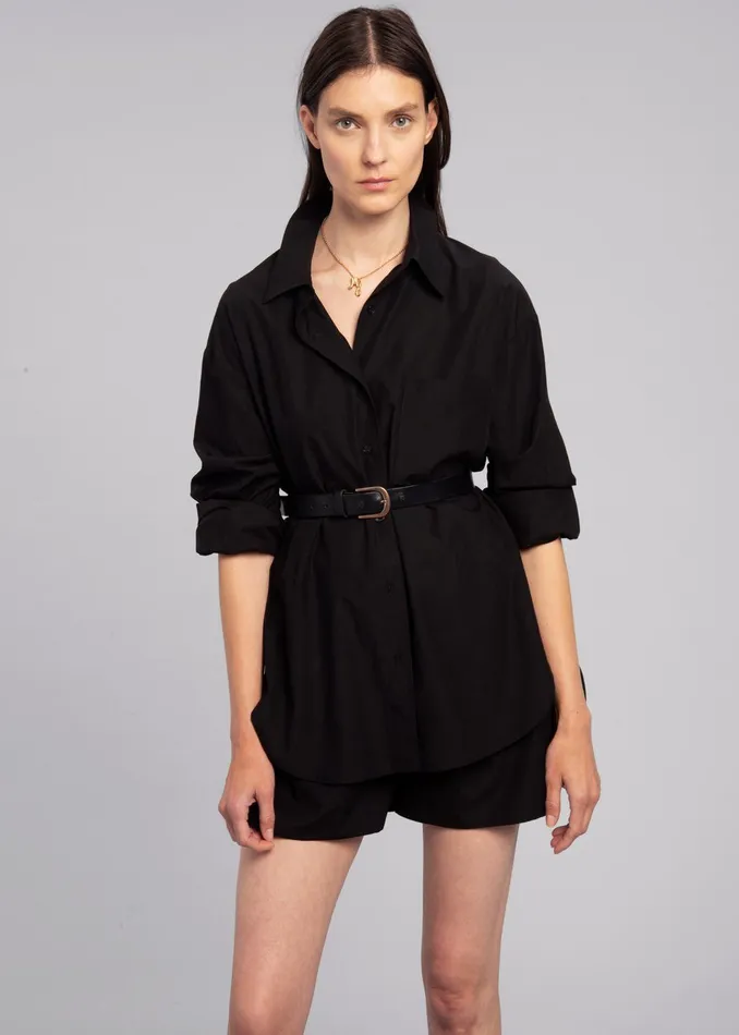 The Frankie Shop Tops Lui Organic Cotton Shirt 8211 Black 8211 Women