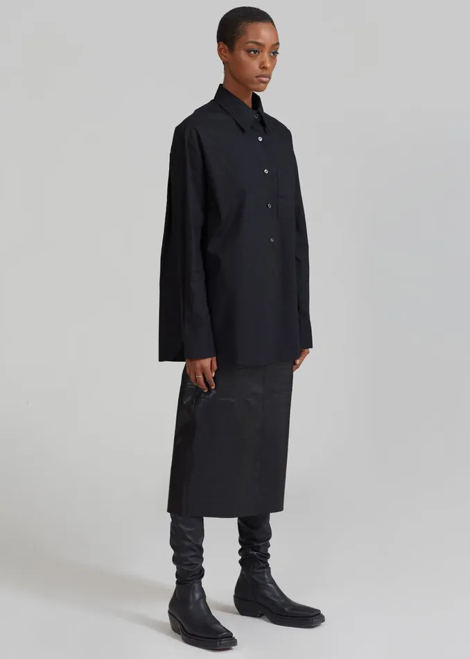 The Frankie Shop Tops Lui Organic Cotton Shirt 8211 Black 8211 Women