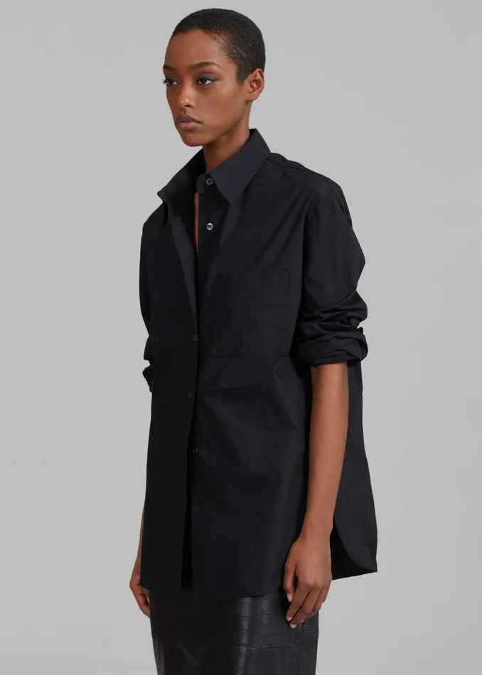 The Frankie Shop Tops Lui Organic Cotton Shirt 8211 Black 8211 Women