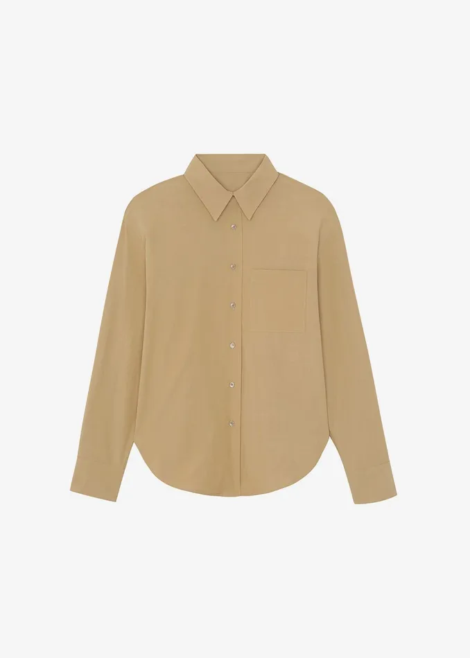 The Frankie Shop Tops Lui Organic Cotton Shirt 8211 Sahara 8211 Women