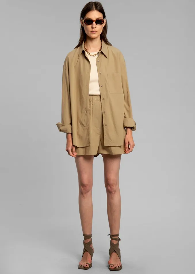 The Frankie Shop Tops Lui Organic Cotton Shirt 8211 Sahara 8211 Women