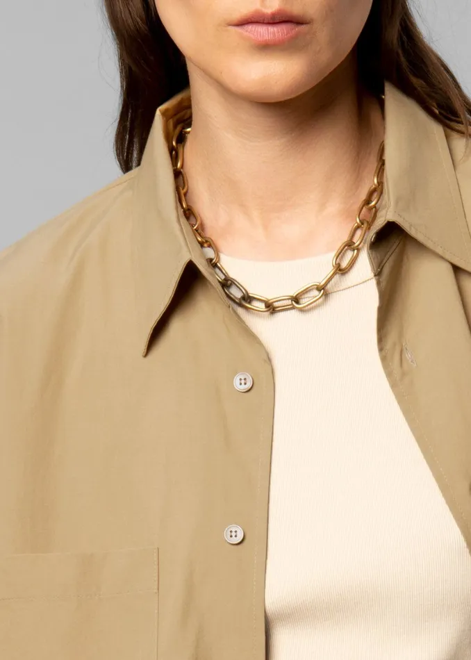 The Frankie Shop Tops Lui Organic Cotton Shirt 8211 Sahara 8211 Women