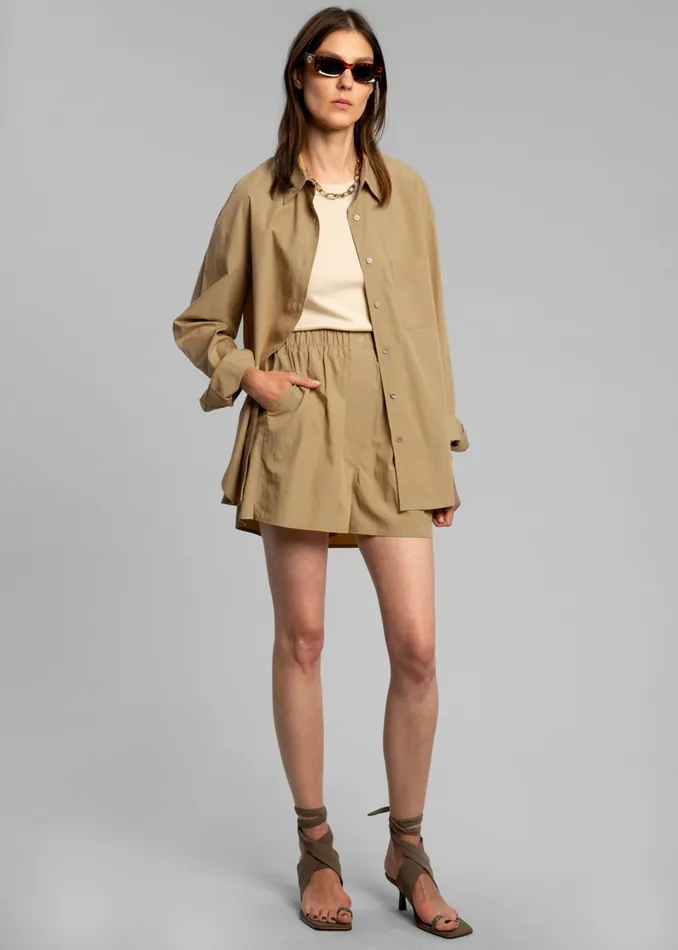The Frankie Shop Tops Lui Organic Cotton Shirt 8211 Sahara 8211 Women