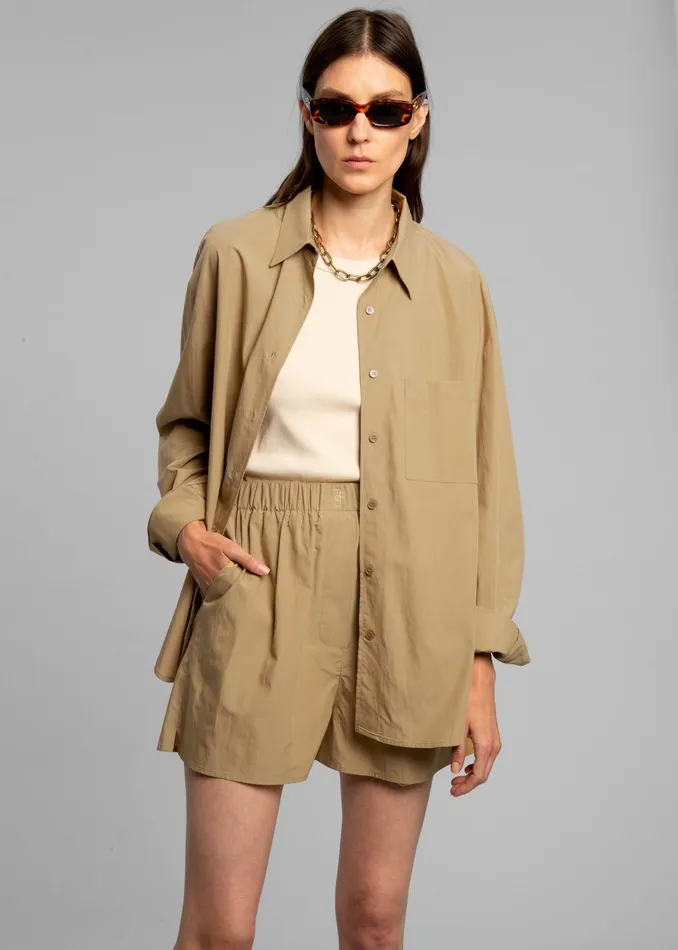 The Frankie Shop Tops Lui Organic Cotton Shirt 8211 Sahara 8211 Women