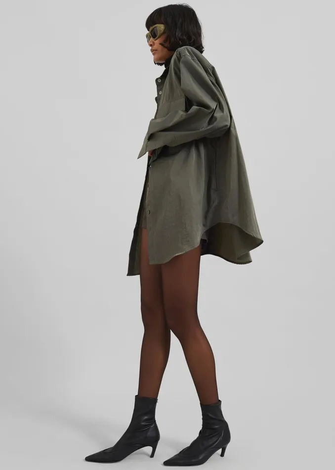 The Frankie Shop Tops Prilly Oversized Shirt 8211 Khaki 8211 Women