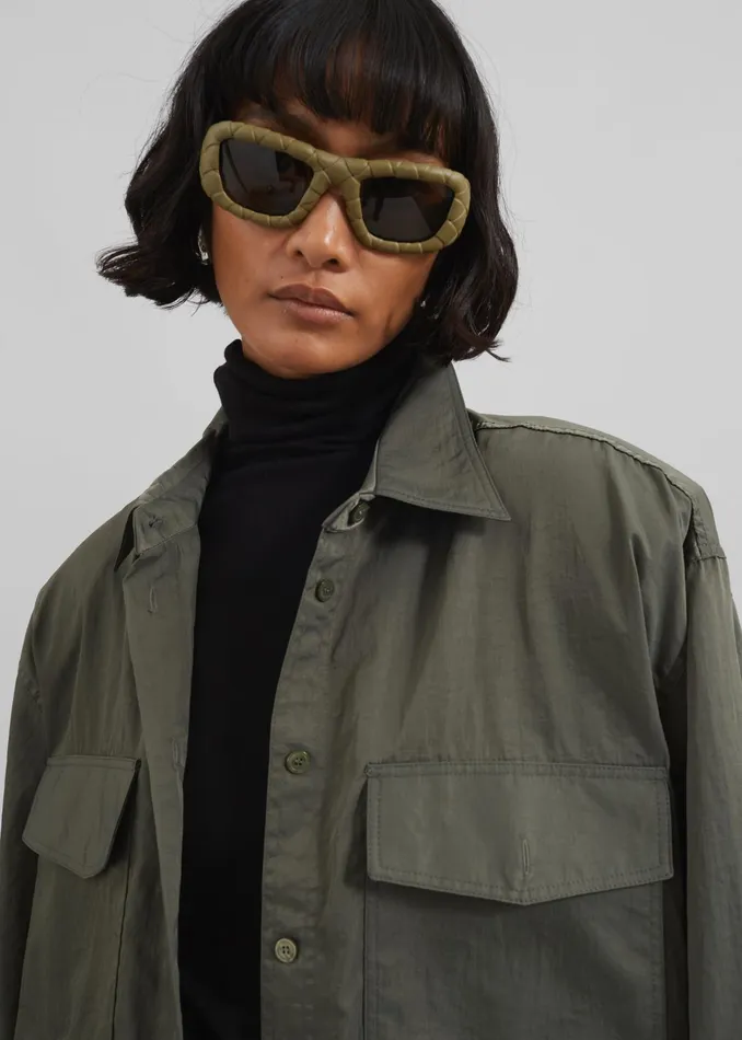 The Frankie Shop Tops Prilly Oversized Shirt 8211 Khaki 8211 Women