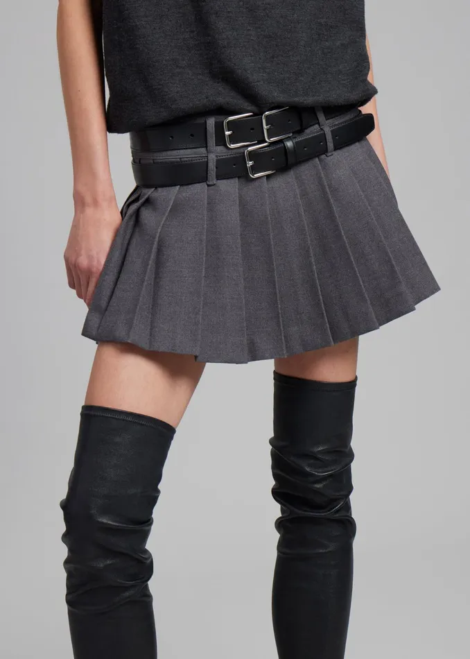 The Frankie Shop Willow Double Buckle Leather Belt 8211 Black 8211 Women