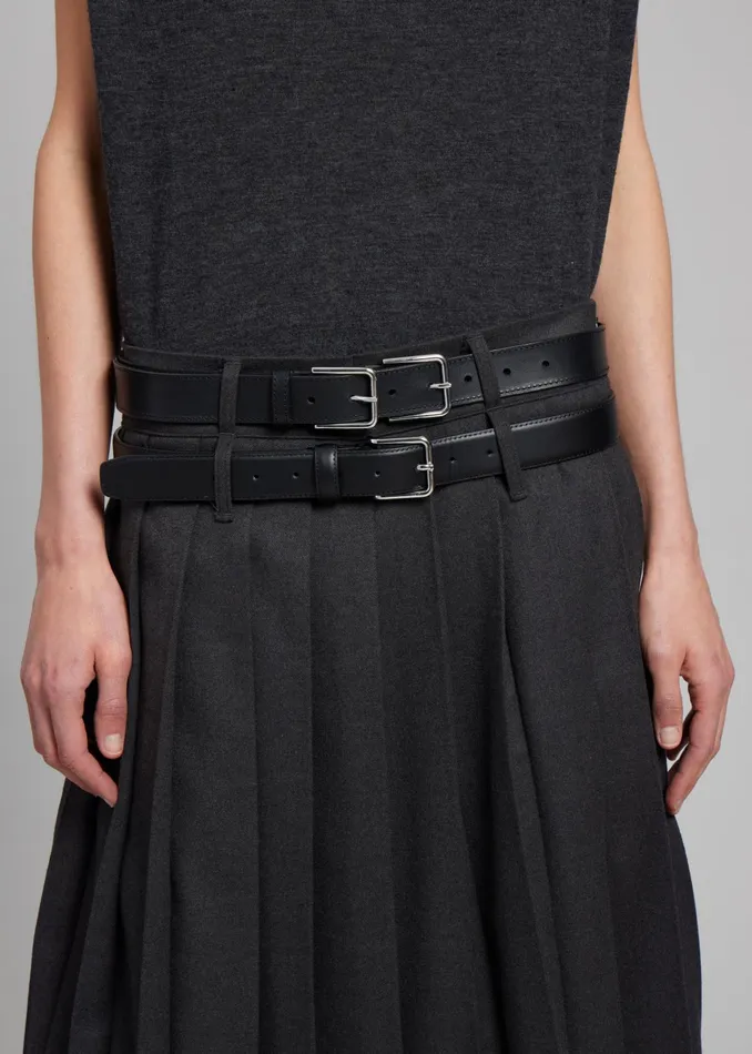 The Frankie Shop Willow Double Buckle Leather Belt 8211 Black 8211 Women