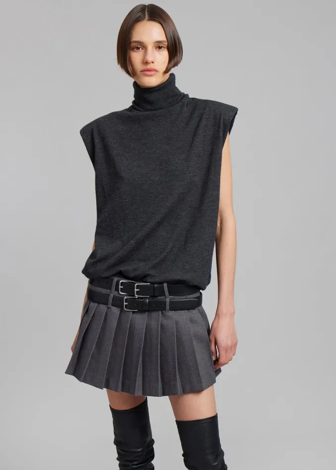 The Frankie Shop Willow Double Buckle Leather Belt 8211 Black 8211 Women