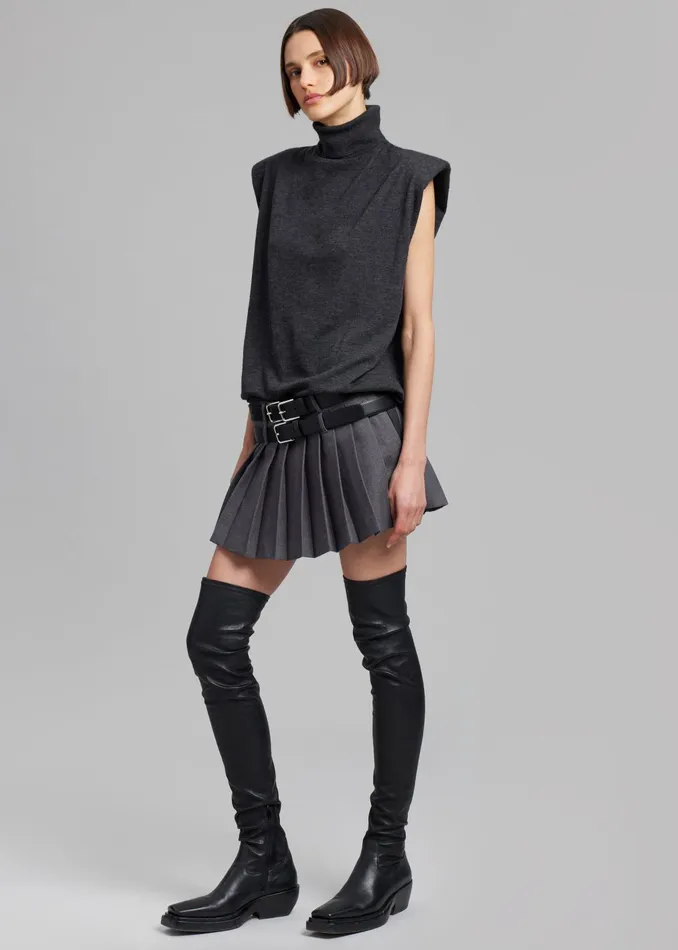 The Frankie Shop Willow Double Buckle Leather Belt 8211 Black 8211 Women