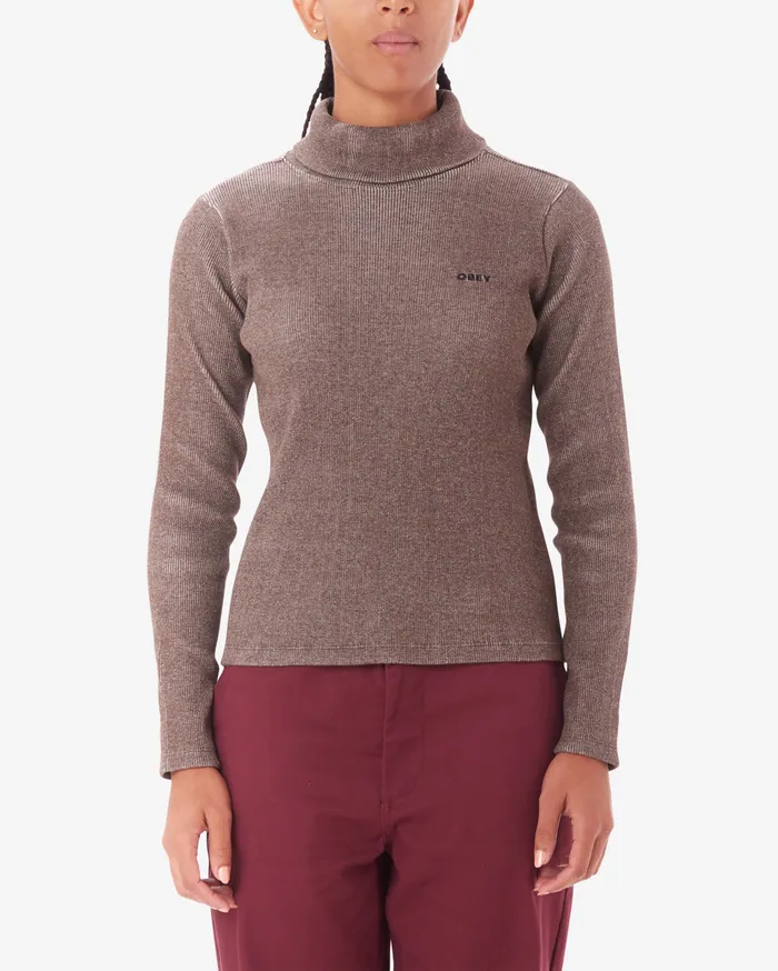 TOPS ALIAS TURTLENECK Java Brown Multi 8211 OBEY Clothing Women
