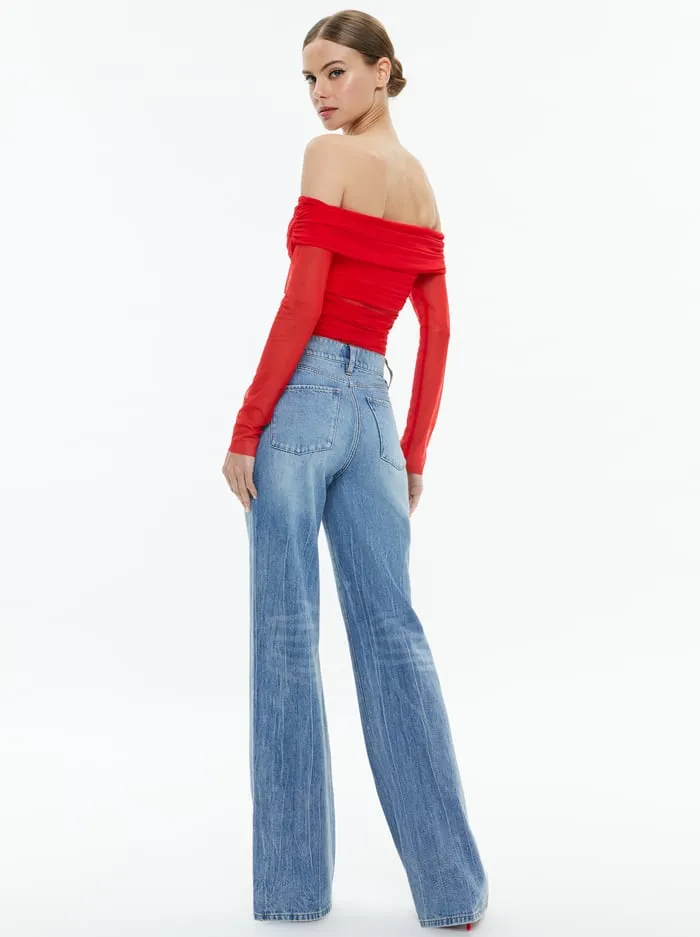 Tops Women Alice Olivia Isadola Top Bright Ruby