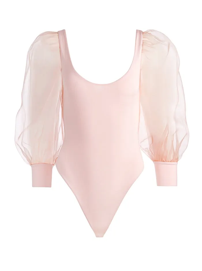 Tops Women Alice Olivia Jillianne Bodysuit Pearl Blush