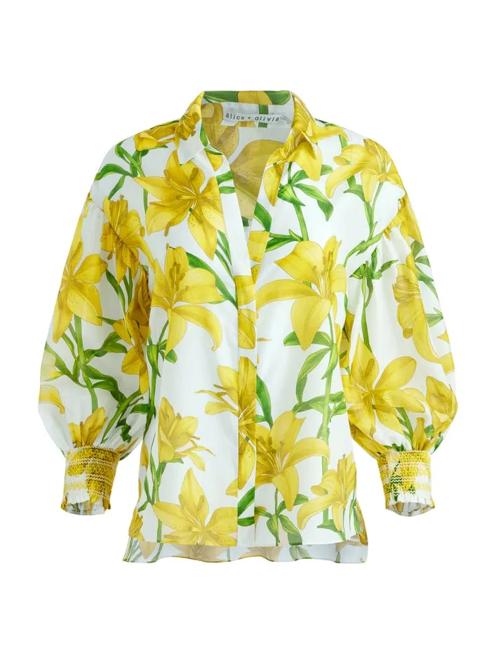 Tops Women Alice Olivia Maylin Long Sleeve Blouse Stargazer Multi Lg