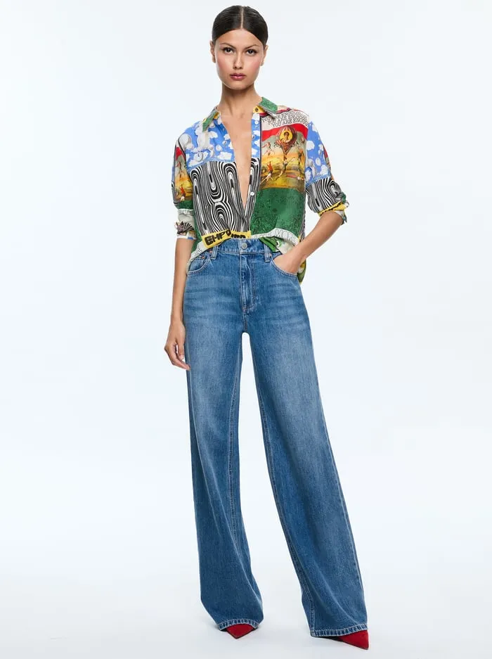 Tops Women Alice Olivia Willa Placket Top Haute Couture