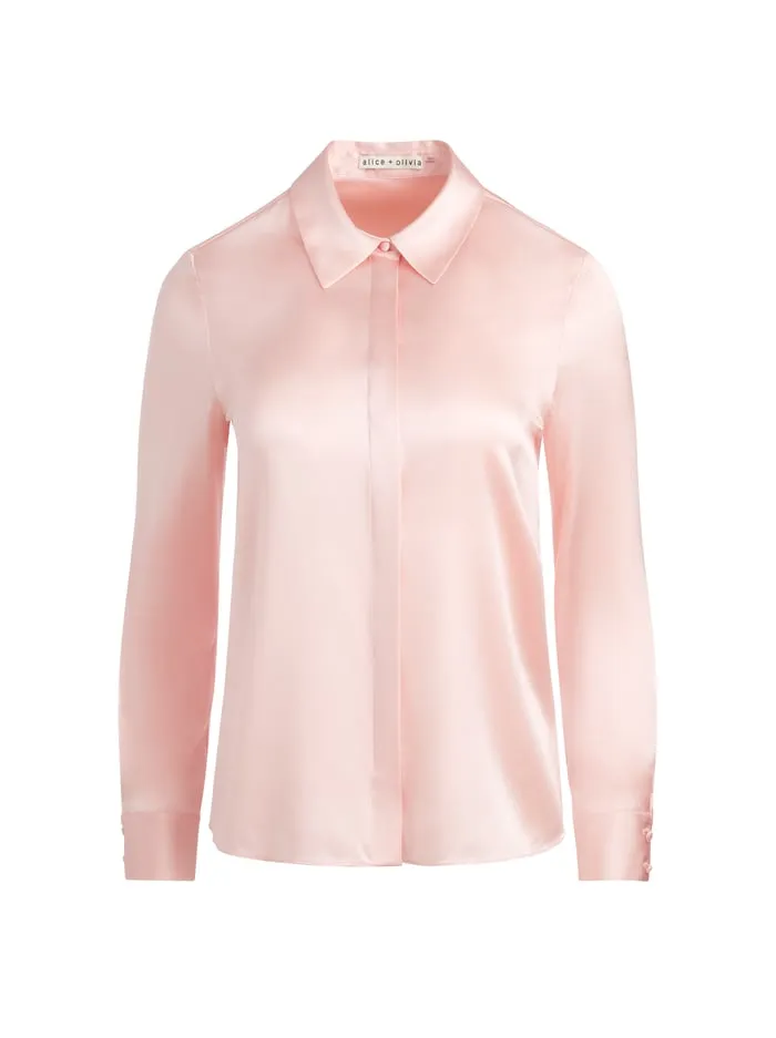 Tops Women Alice Olivia Willa Placket Top Pearl Blush