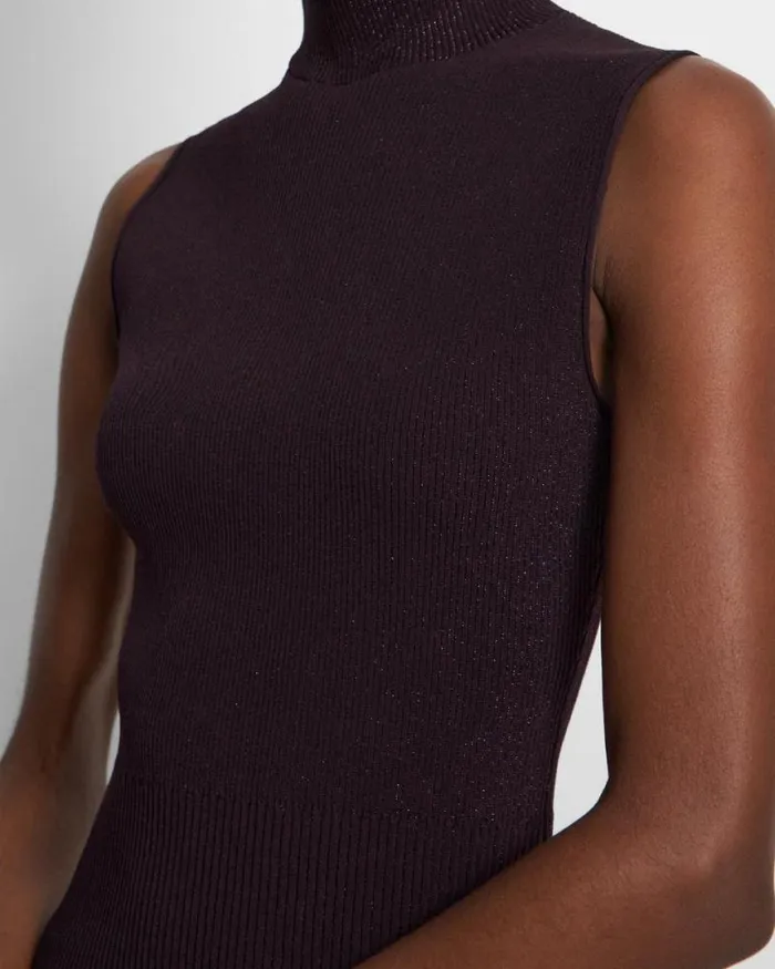 Tops Women Theory Ribbed Tank Top In Crepe Knit Merlot