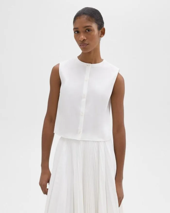 Tops Women Theory Shell Top In Good Cotton White