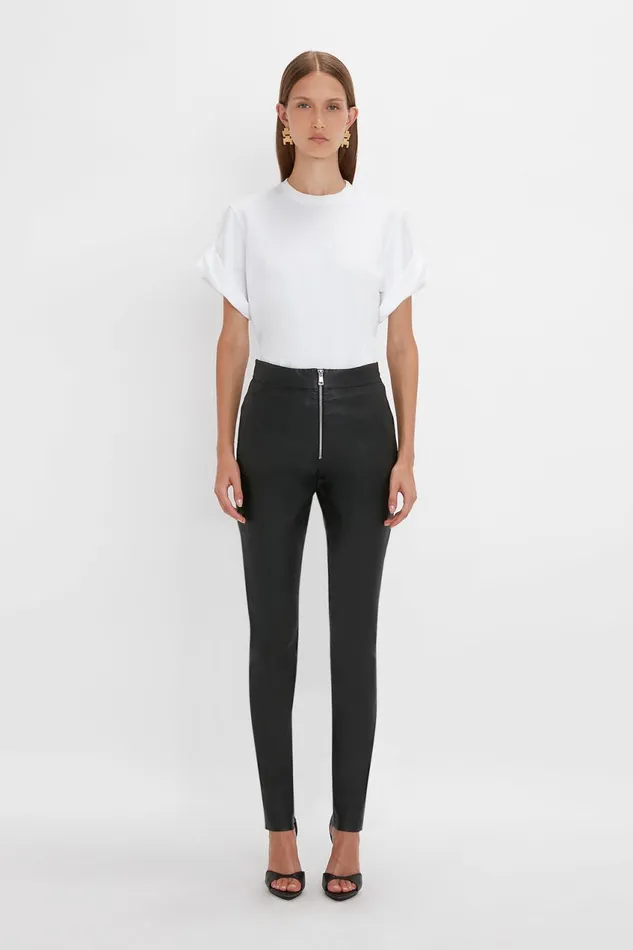 Trousers and Shorts Women Victoria Beckham Slim Leather Trouser In Black
