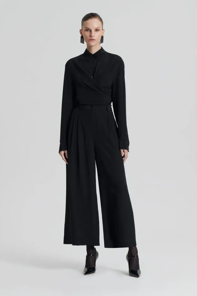 Trousers Women Scanlan Theodore SILK CROPPED TROUSER Black