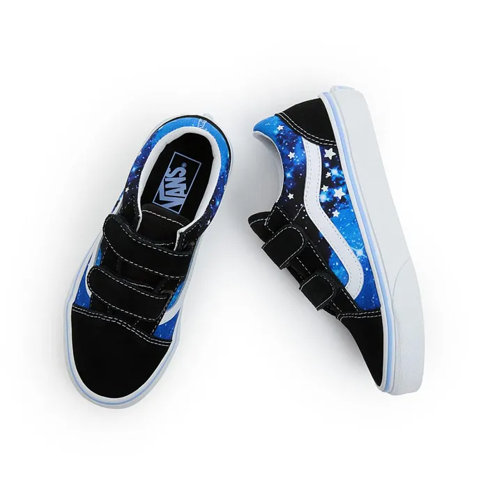 Vans Classics Kids Old Skool Hook And Loop Shoes 48 Years Blue Black