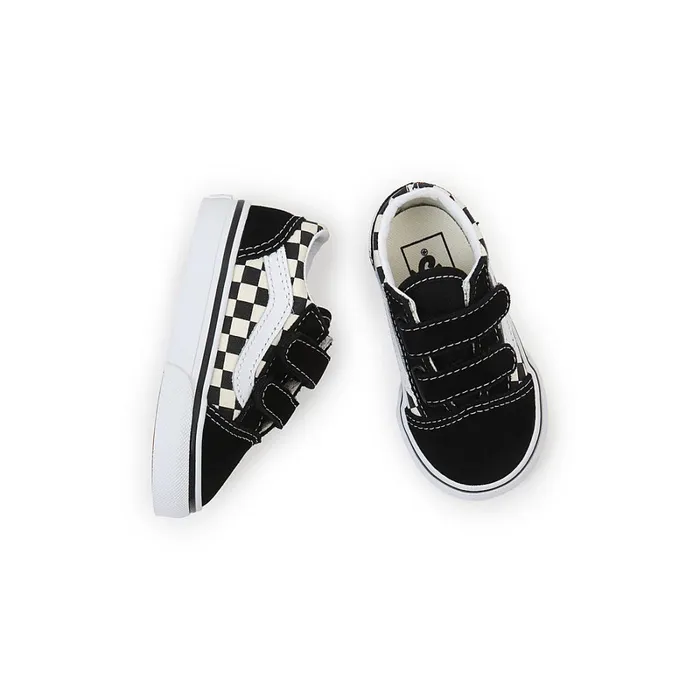 Vans Classics Kids Toddler Primary Check Old Skool Hook And Loop Shoes 14 Years Black White