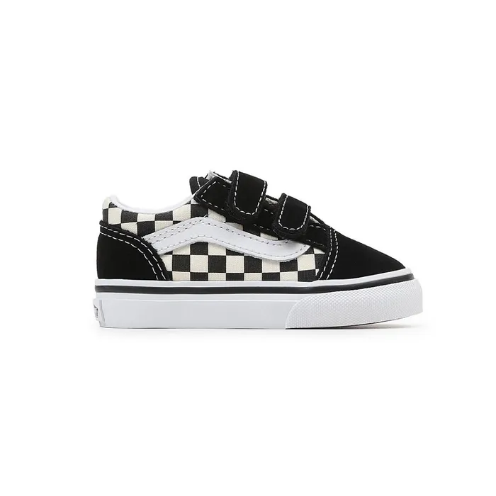 Vans Classics Kids Toddler Primary Check Old Skool Hook And Loop Shoes 14 Years Black White