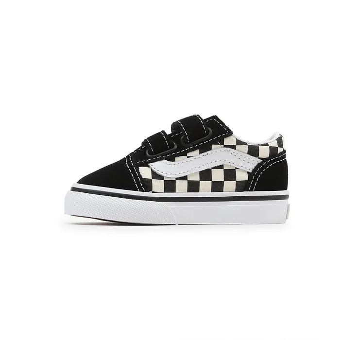 Vans Classics Kids Toddler Primary Check Old Skool Hook And Loop Shoes 14 Years Black White