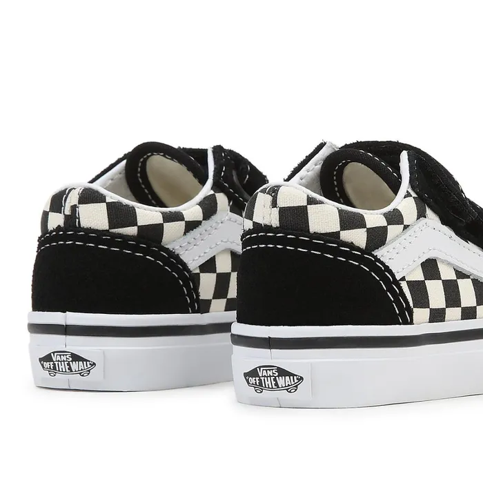 Vans Classics Kids Toddler Primary Check Old Skool Hook And Loop Shoes 14 Years Black White