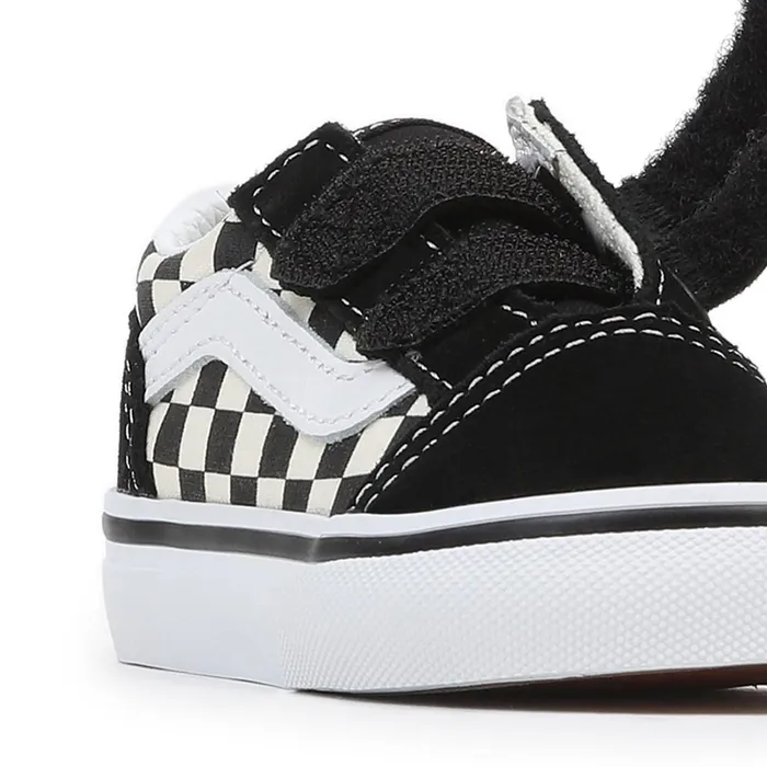 Vans Classics Kids Toddler Primary Check Old Skool Hook And Loop Shoes 14 Years Black White