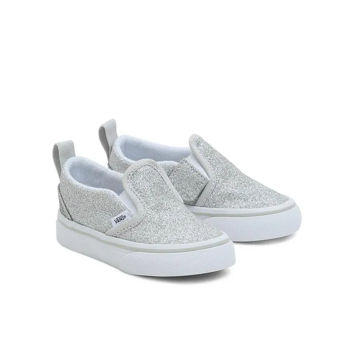 Vans Classics Kids Toddler SlipOn Hook And Loop Glitter Shoes 14 Years Grey