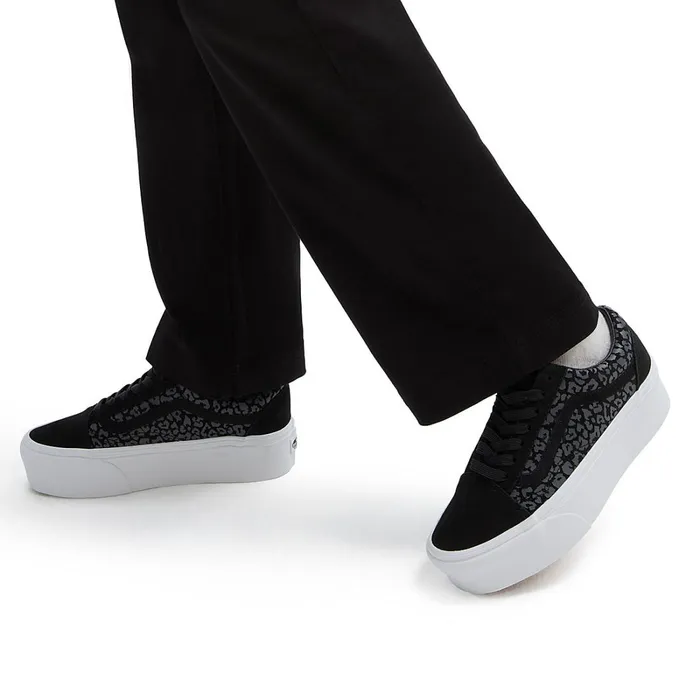 Vans Classics Women Mono Embroidery Old Skool Stackform Shoes Black