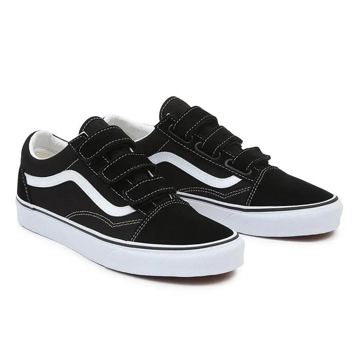 Vans Classics Women SuedeCanvas Old Skool Hook And Loop Shoes Black White