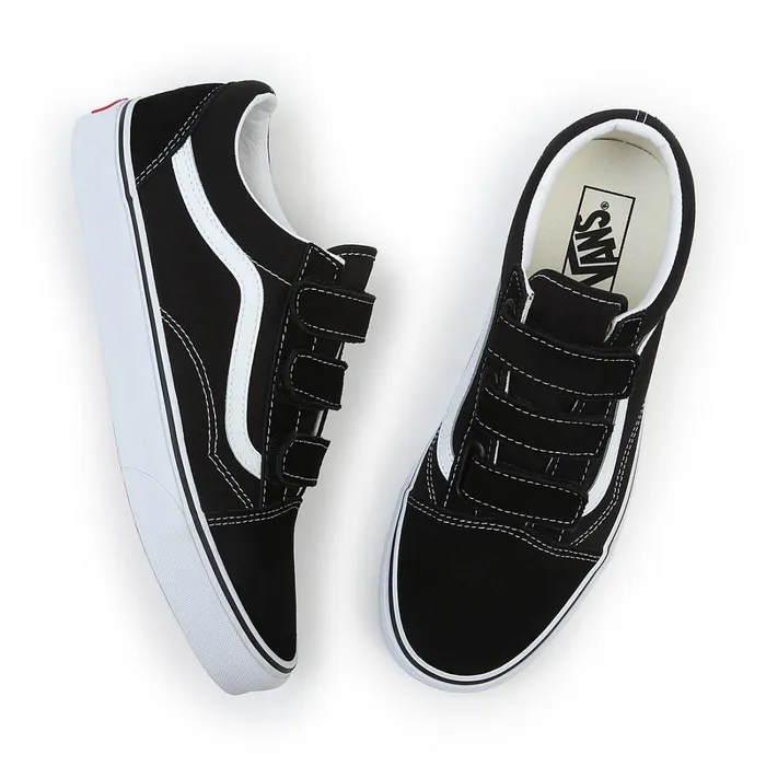 Vans Classics Women SuedeCanvas Old Skool Hook And Loop Shoes Black White