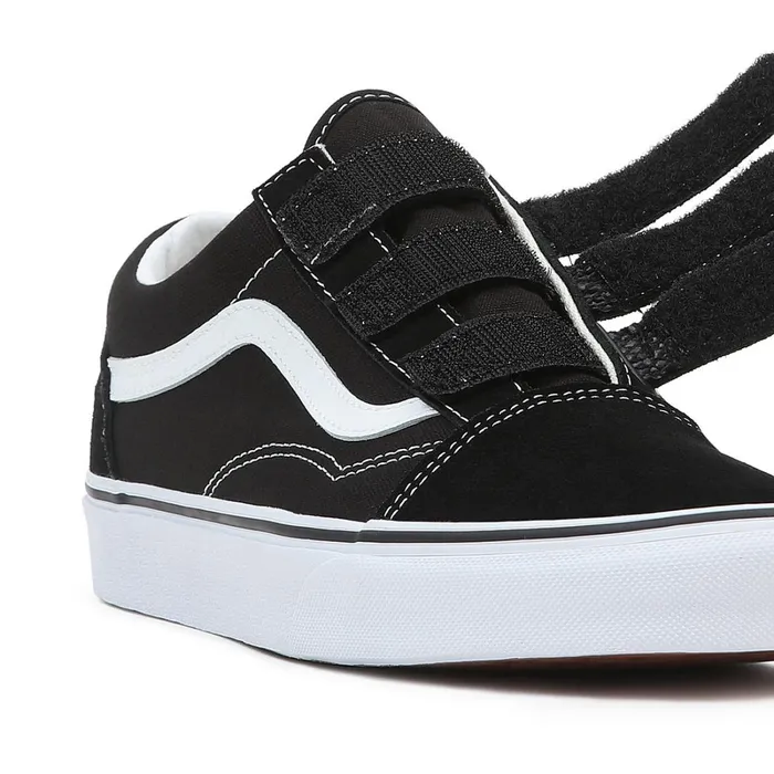 Vans Classics Women SuedeCanvas Old Skool Hook And Loop Shoes Black White