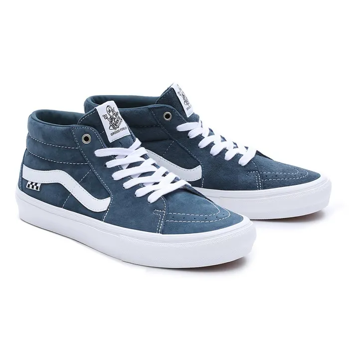 Vans HiTop Shoes Men Pig Suede Skate Grosso Mid Shoes Blue