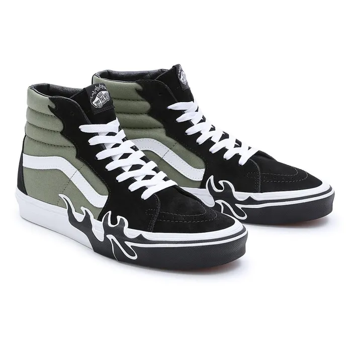 Vans HiTop Shoes Men Sk8Hi Flame Shoes Green