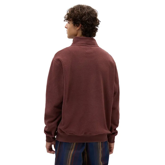 Vans Hoodies and Sweatshirts Men Lowered Loosed Polar Quarter Zip Fleece Brown