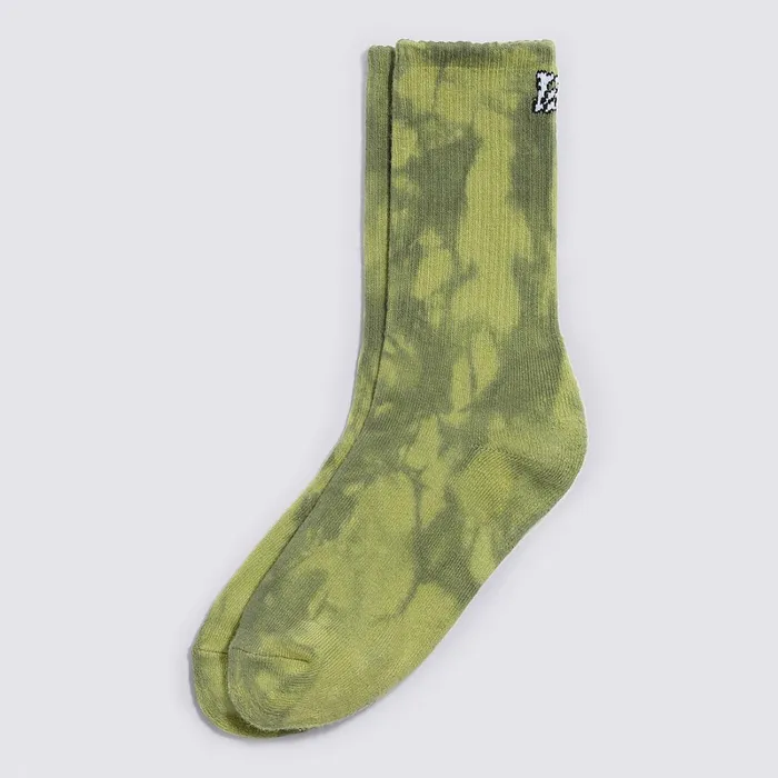 Vans Socks Women Psych Skate Classics Tie Dye Crew Socks 1 Pair Green White